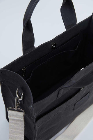 Faded Effect Medium Canvas Bag Black