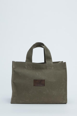 Faded Effect Small Canvas Bag Khaki