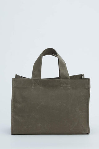 Faded Effect Small Canvas Bag Khaki