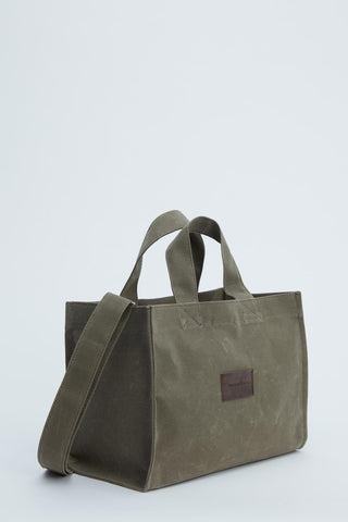 Faded Effect Small Canvas Bag Khaki