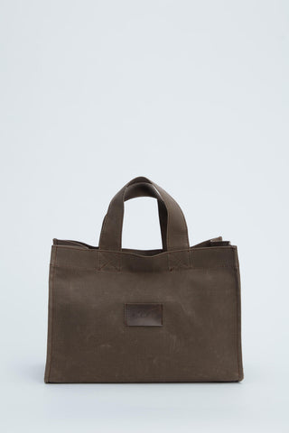 Faded Effect Small Canvas Bag Brown
