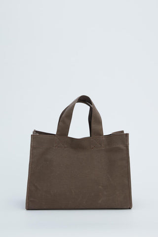 Faded Effect Small Canvas Bag Brown