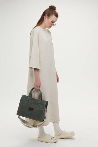 Faded Effect Medium Canvas Bag Khaki