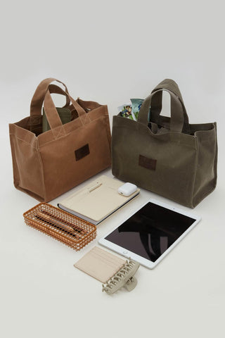 Faded Effect Small Canvas Bag Khaki