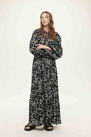 Viscose Balloon Sleeve Dress Black