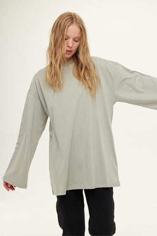 GENİŞ KOL OVERSIZE TSHIRT GRİ