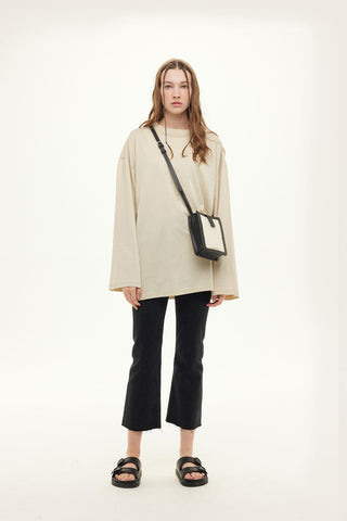 Oversize Long Sleeve T-Shirt Beige