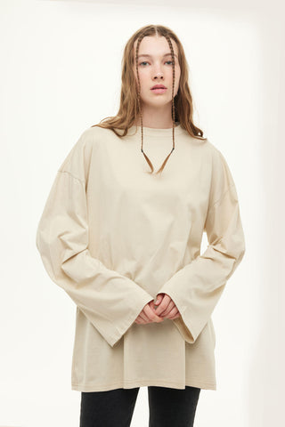 Oversize Long Sleeve T-Shirt Beige