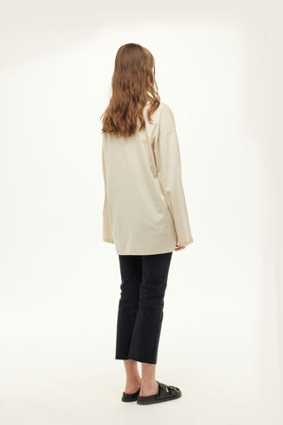 Oversize Long Sleeve T-Shirt Beige