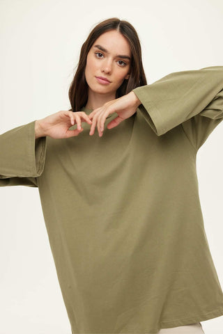 Oversize Long Sleeve Sweatshirt Light Khaki