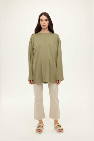 Oversize Long Sleeve Sweatshirt Light Khaki