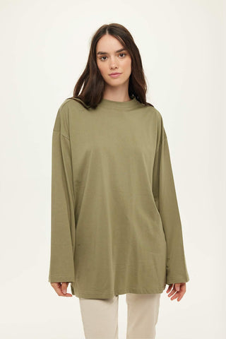 Oversize Long Sleeve Sweatshirt Light Khaki