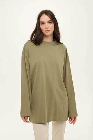 Oversize Long Sleeve T-Shirt Light Khaki