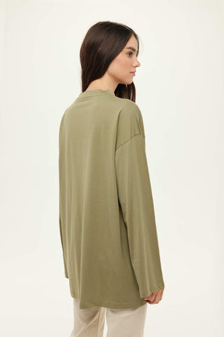 Oversize Long Sleeve Sweatshirt Light Khaki