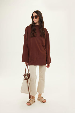 Oversize Long Sleeve T-Shirt Chocolate