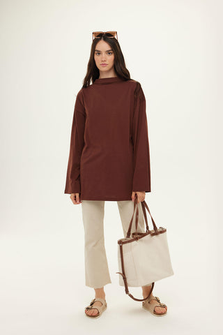 Oversize Long Sleeve T-Shirt Chocolate