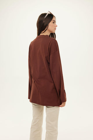 Oversize Long Sleeve T-Shirt Chocolate