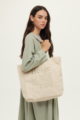 Printed Canvas Bag Beige