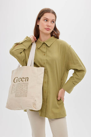 Printed Canvas Bag Green