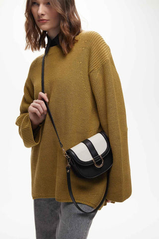 Buckle Detail Canvas Bag Black