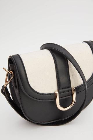 Buckle Detail Canvas Bag Black