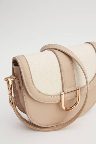 Buckle Detail Canvas Bag Beige