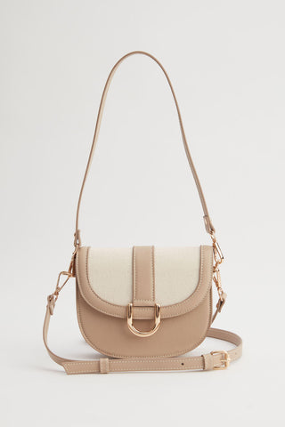 Buckle Detail Canvas Bag Beige