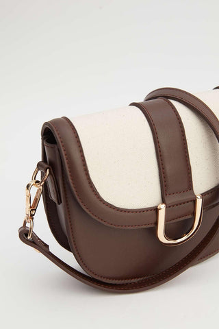 Buckle Detail Canvas Bag Brown