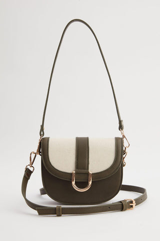 Buckle Detail Canvas Bag Khaki