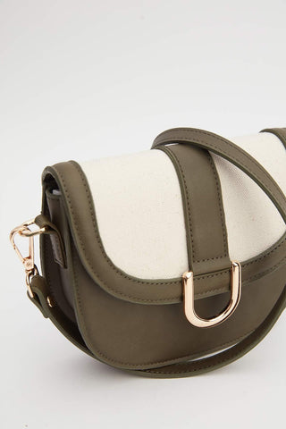 Buckle Detail Canvas Bag Khaki