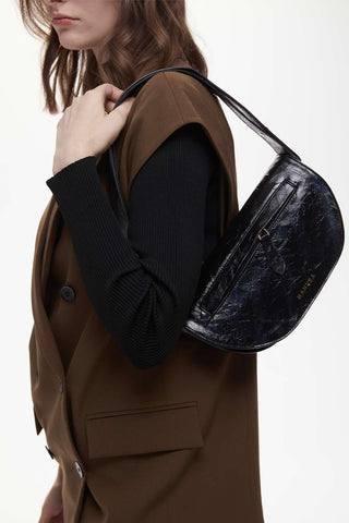 VİNTAGE KAPAKLI OVAL ÇANTA SİYAH