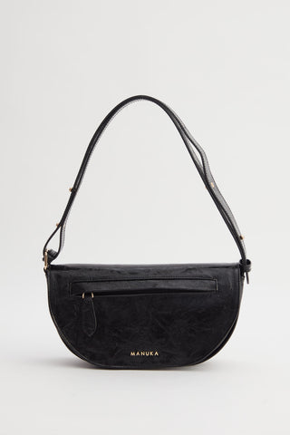 VİNTAGE KAPAKLI OVAL ÇANTA SİYAH