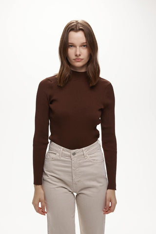 Basic Sweater Bodysuit Dark Brown