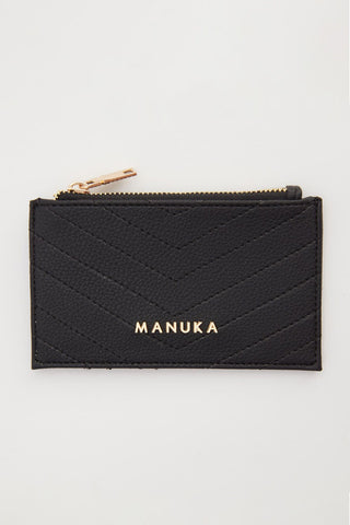 Quilted Zip Card Holder Black