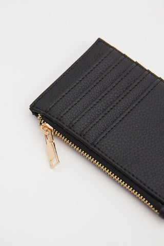 Quilted Zip Card Holder Black