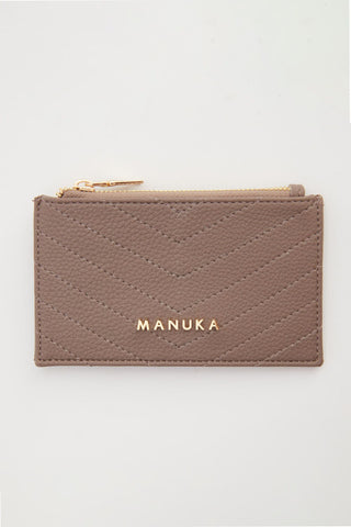 Quilted Zip Card Holder Mink