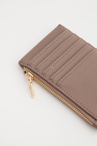 Quilted Zip Card Holder Mink