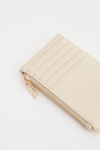 Quilted Zip Card Holder Beige