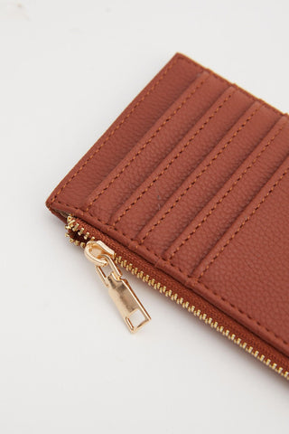 Quilted Zip Card Holder Tan