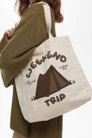 Printed Canvas Bag Weekend Trip