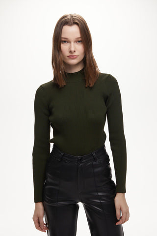 Basic Sweater Bodysuit Olive Green