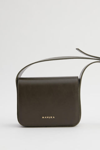 Square Faux Leather Bag With Wide Pockets Khaki