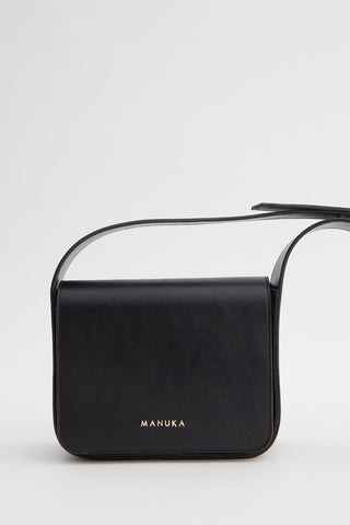 Square Faux Leather Bag With Wide Pockets Black