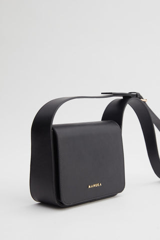 Square Faux Leather Bag With Wide Pockets Black