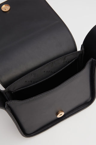 Square Faux Leather Bag With Wide Pockets Black
