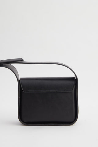 Square Faux Leather Bag With Wide Pockets Black
