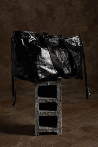 City Faux Leather Tote Bag Black