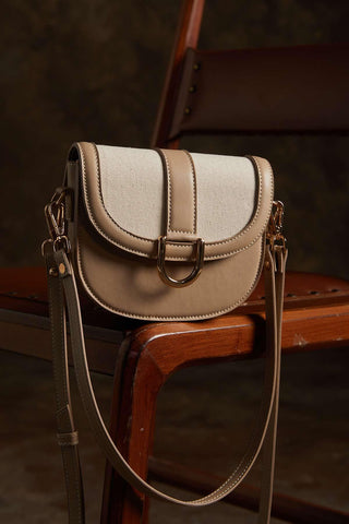 Buckle Detail Canvas Bag Beige