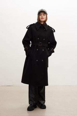 Throat Latch Trench Coat Black