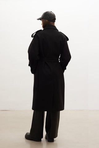 Throat Latch Trench Coat Black